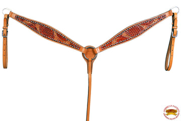 Hilason Western Horse Breast Collar Bridle American Leather Tan